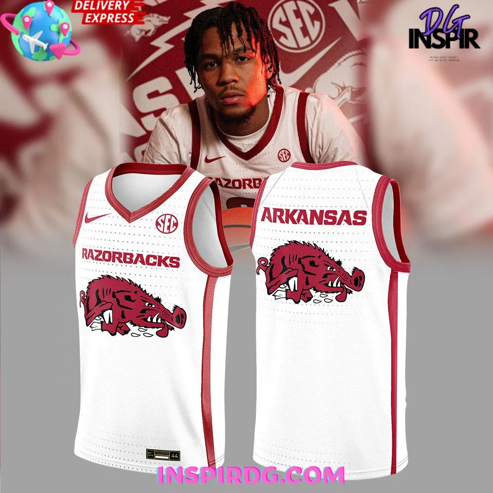 -Arkansas Razorbacks New Version 2024 White Basketball Jersey