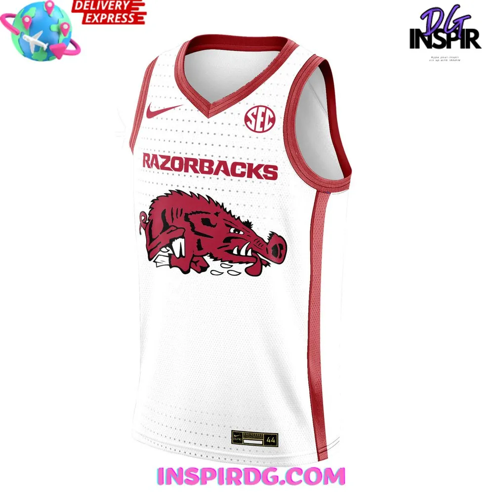 -Arkansas Razorbacks New Version 2024 White Basketball Jersey