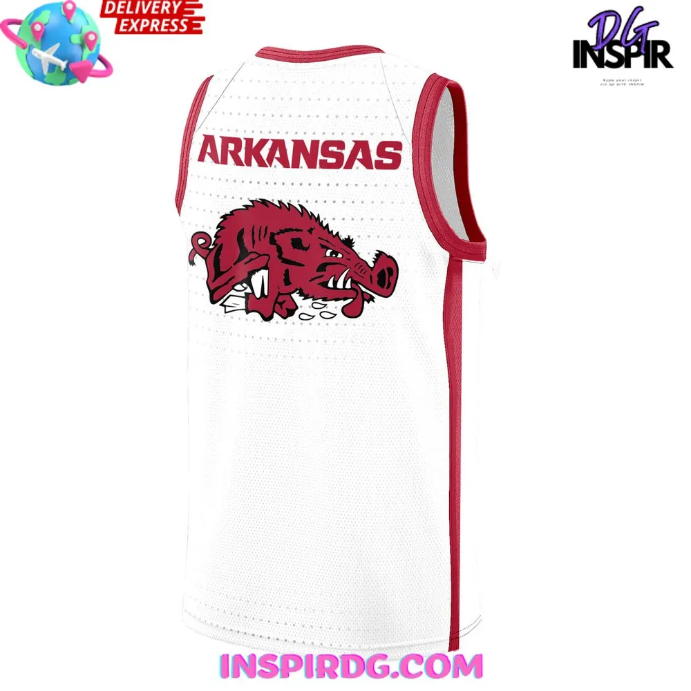 -Arkansas Razorbacks New Version 2024 White Basketball Jersey