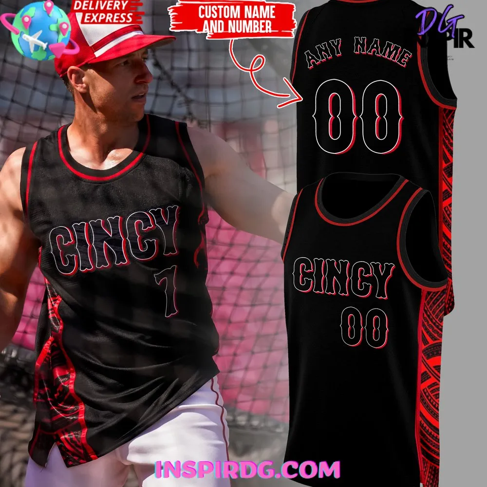 -Cincinnati Reds Red Black Stripped 2024 Basketball Jersey