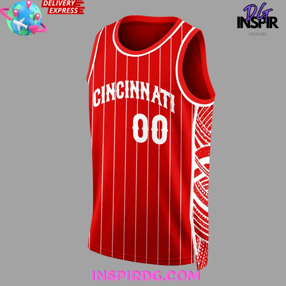 -Cincinnati Reds White Red Stripped 2024 Basketball Jersey