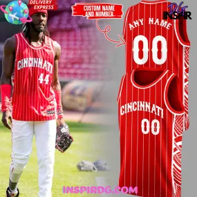 -Cincinnati Reds White Red Stripped 2024 Basketball Jersey