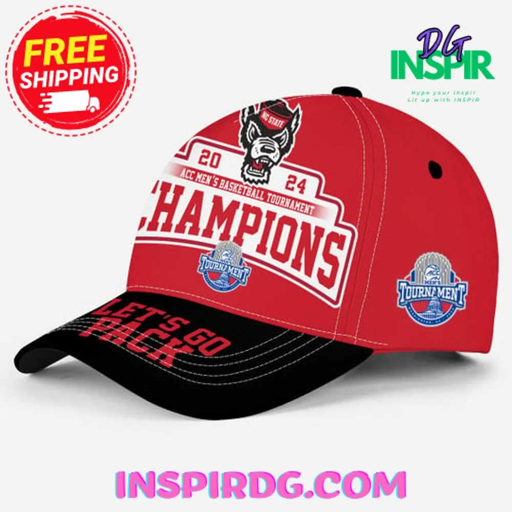 -State Wolfpack 2024 Champions ACC Men’s Basketball Red Cap