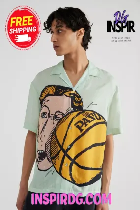 -Urban Outfitters Pas de Mer Basketball Short Sleeve Shirt