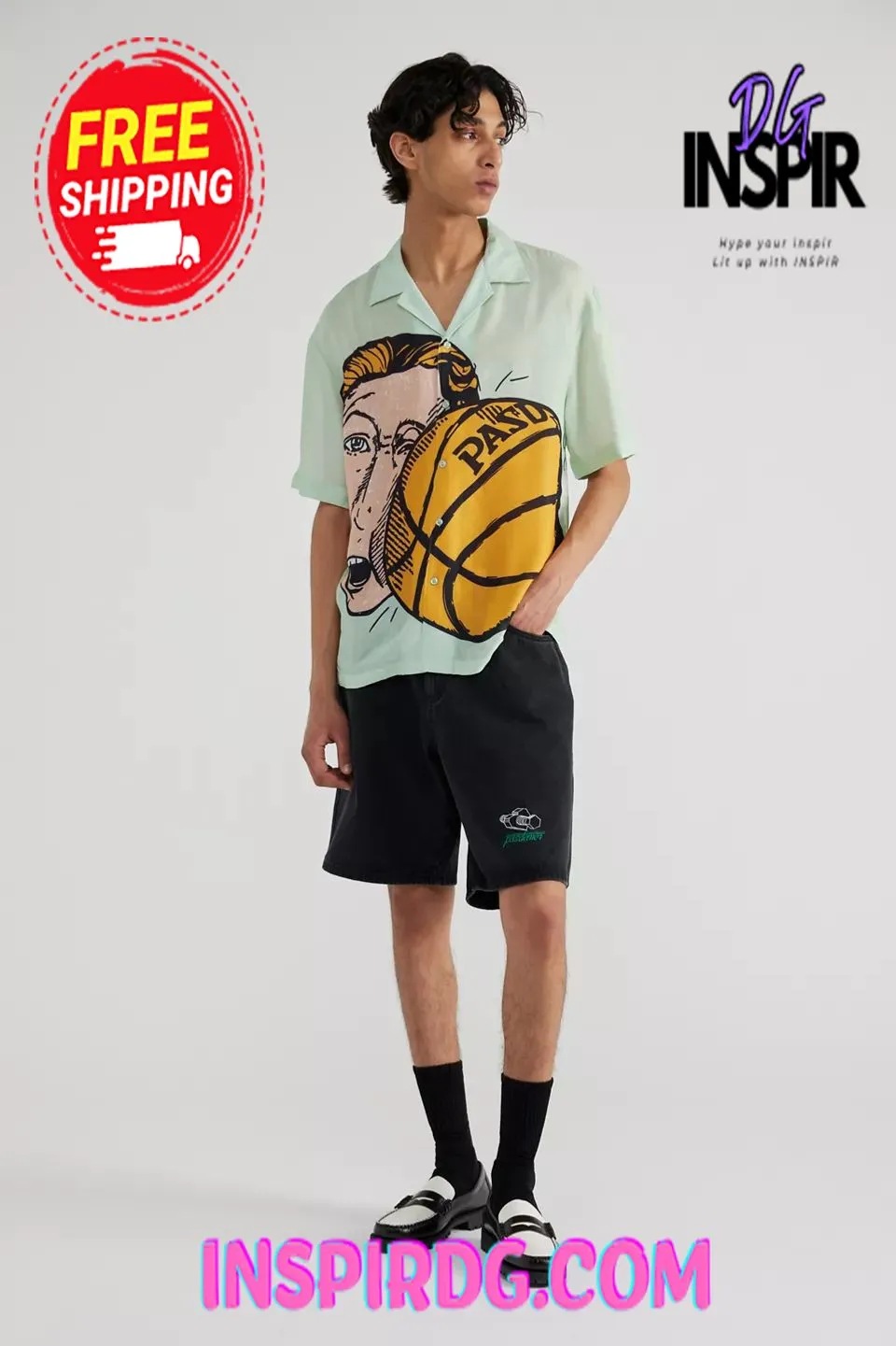 -Urban Outfitters Pas de Mer Basketball Short Sleeve Shirt