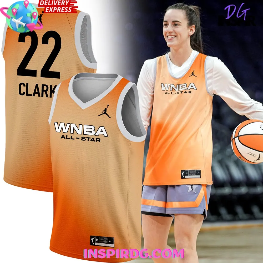 -WNBA All-Star 2024 Caitlin Clark Orange Basketball Jersey