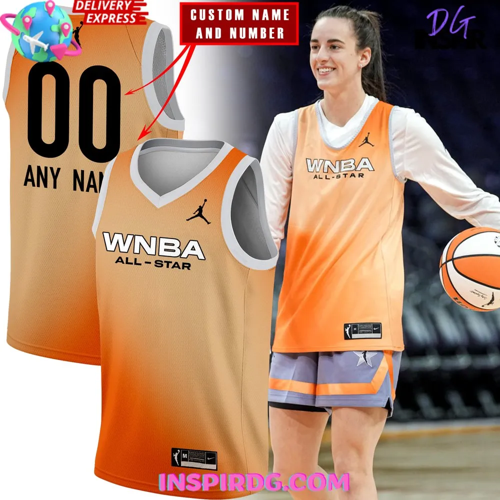 -WNBA All-Star 2024 Caitlin Clark Orange Basketball Jersey