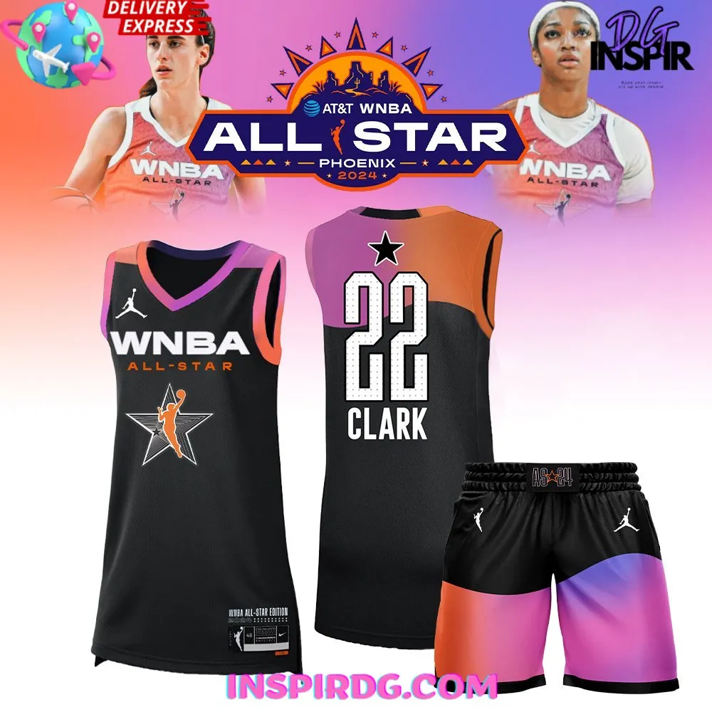 -WNBA All Star Phoenix Caitlin Clark Black Basketball Jersey