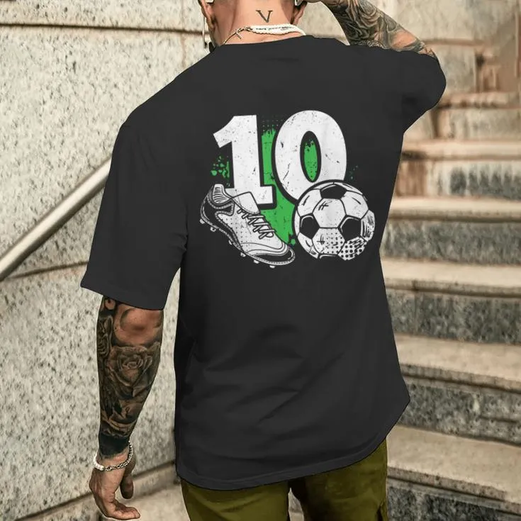 10Th Birthday Boy Soccer Player Football 10 Years Old Men's T-shirt Back Print