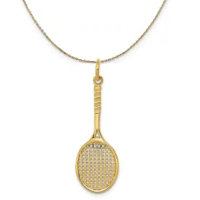 14k Yellow Gold Tennis Racquet Necklace