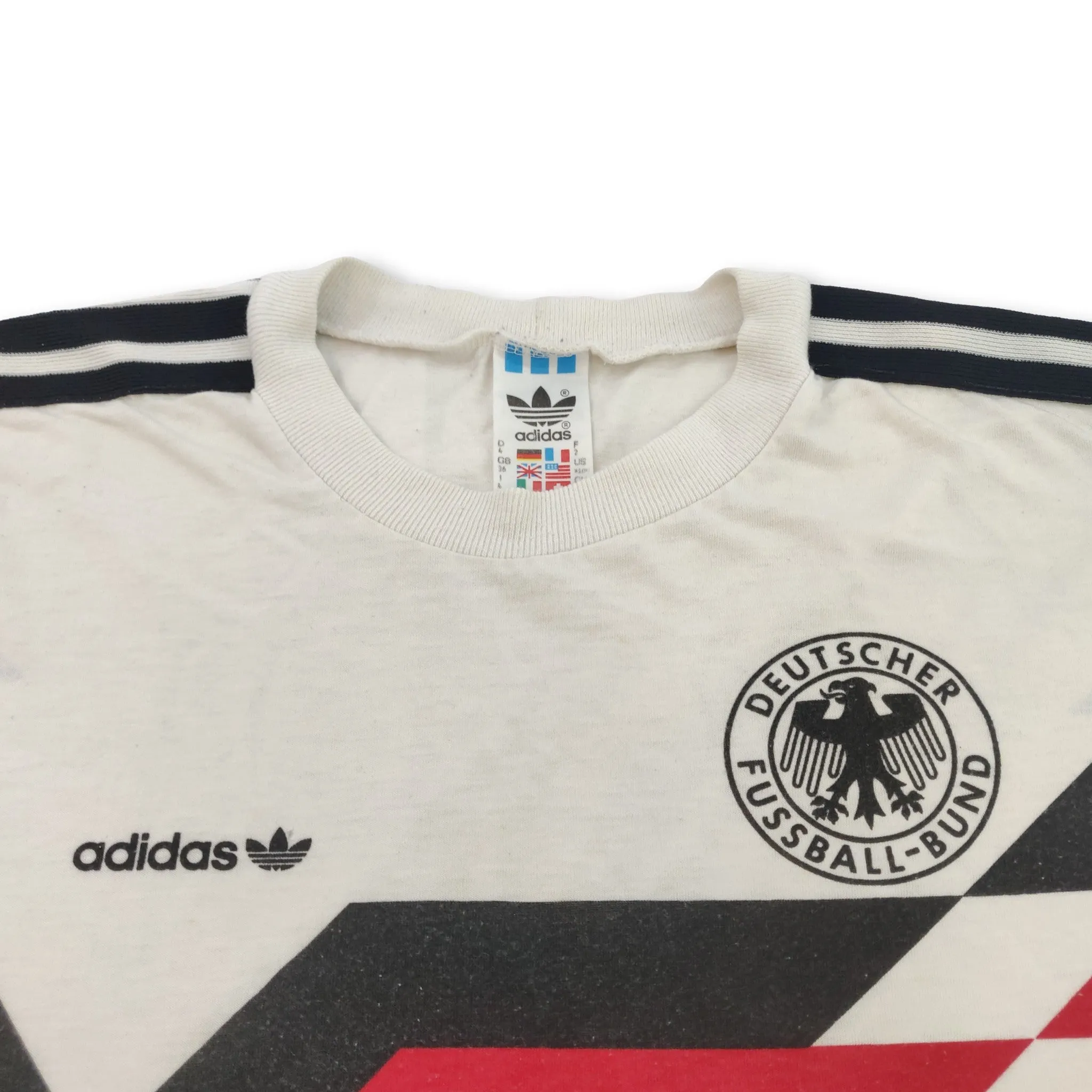 1990-92 white West Germany Adidas cotton football shirt