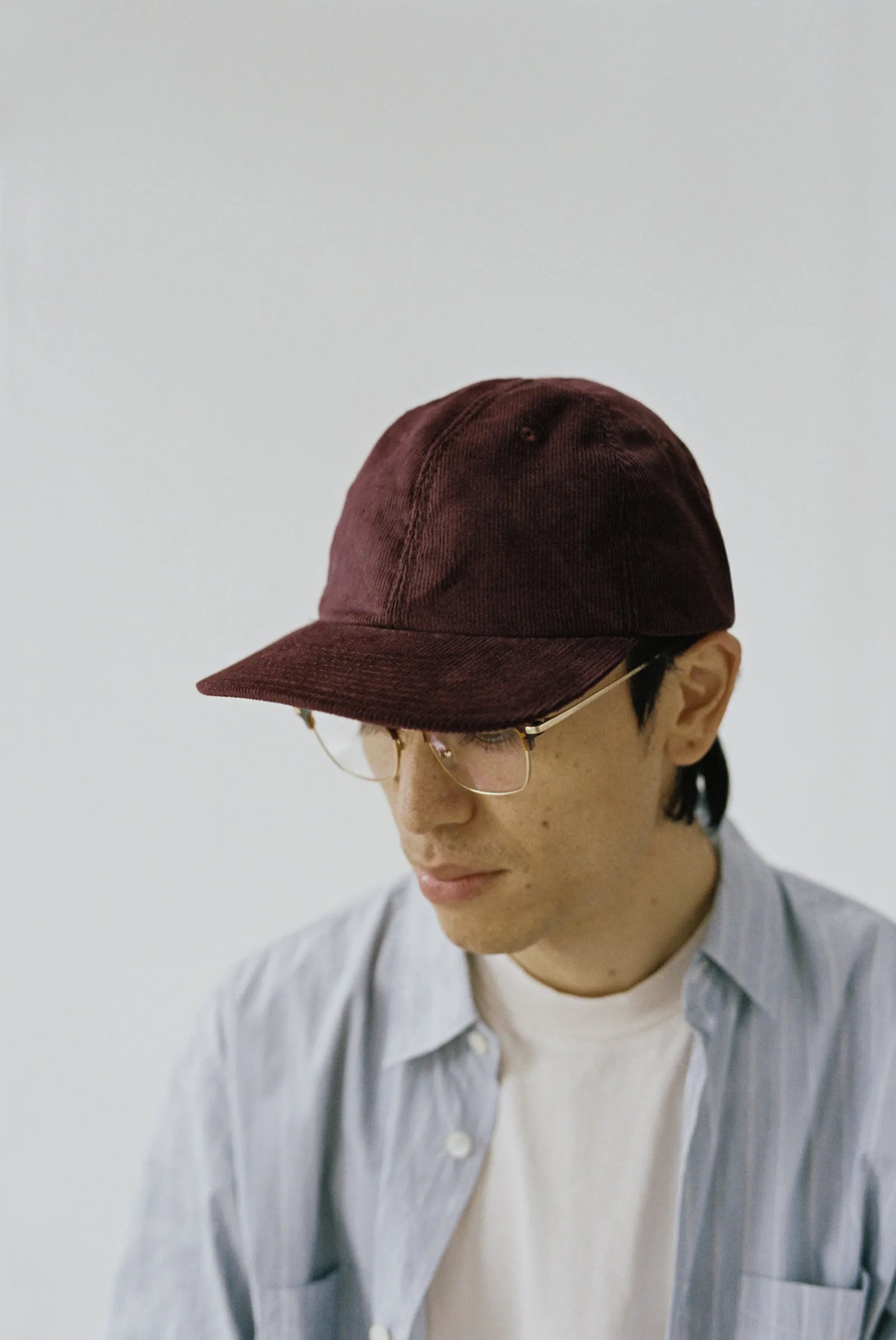 6 Panel Baseball Cap Wine Corduroy