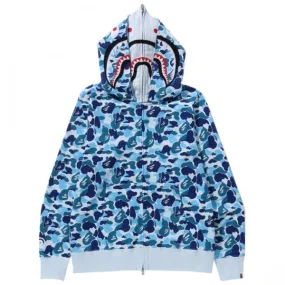 A Bathing Ape Men ABC Camo Double Shark Full Zip Hoodie (blue)