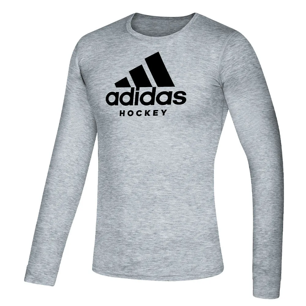 ADIDAS ADULT HOCKEY LONG SLEEVE T SHIRT - GREY