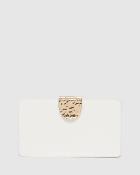 Ajala Clasp Hardcase White Clutch Bag