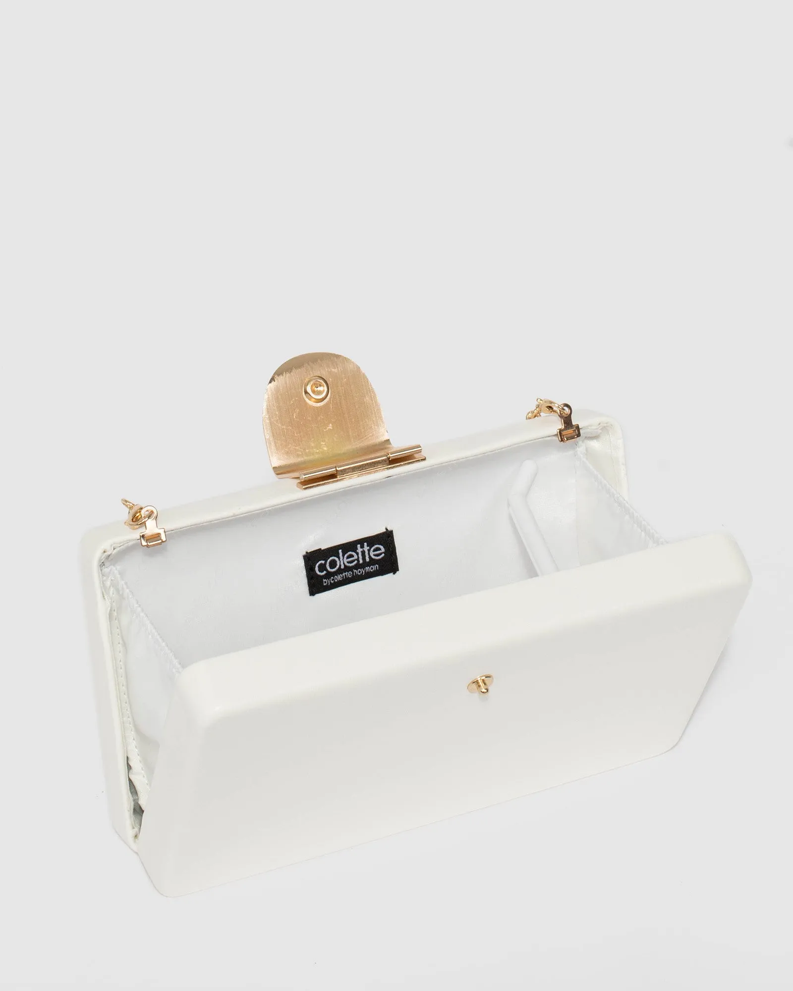 Ajala Clasp Hardcase White Clutch Bag