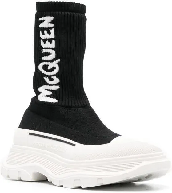 Alexander McQueen logo-print chunky sock sneakers Black