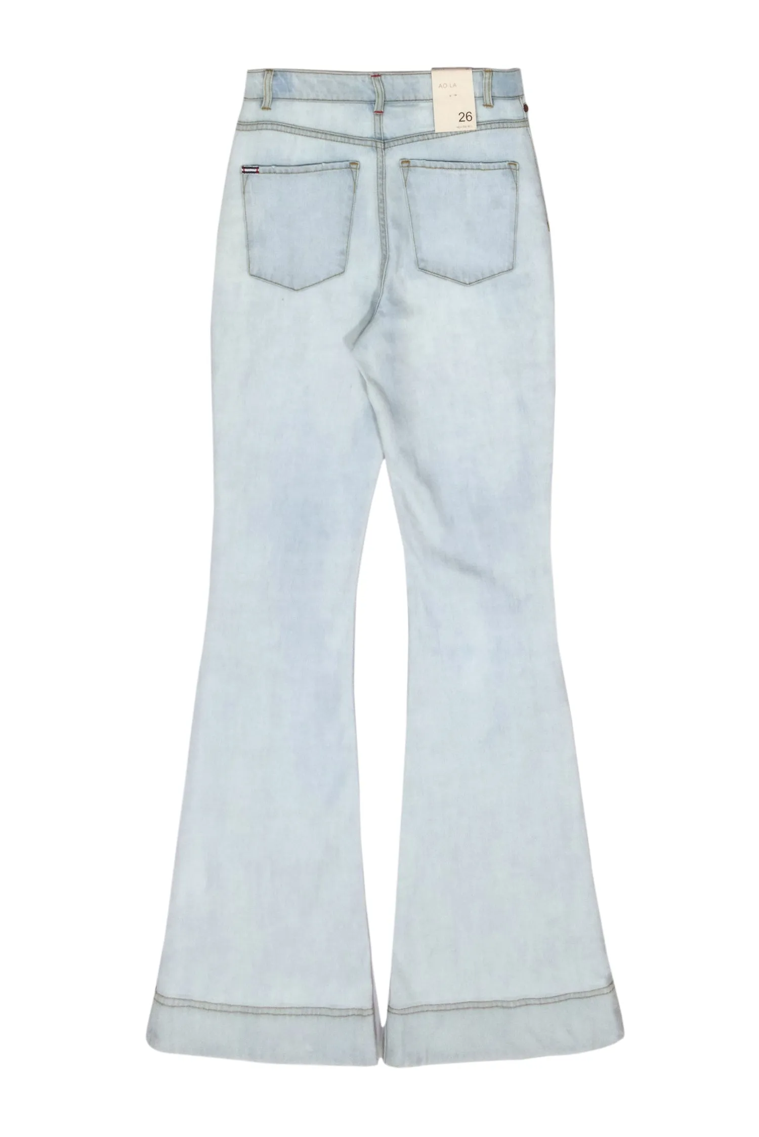 AO L.A. - Light Blue Wash Denim Flared Jeans w/ Embroidered Trim Sz 2