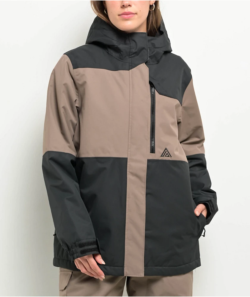 Aperture Women's Ranger Asymmetrical Deep Taupe & Black 10K Snowboard Jacket