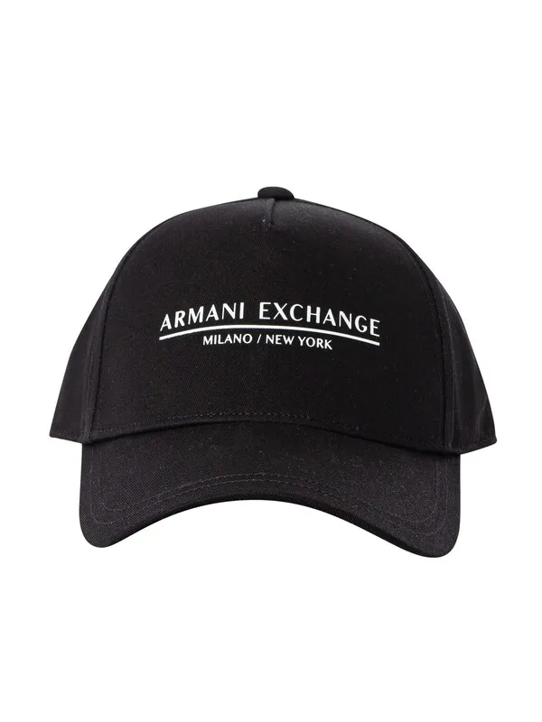 Armani Exchange Line Logo Baseball Cap - Black