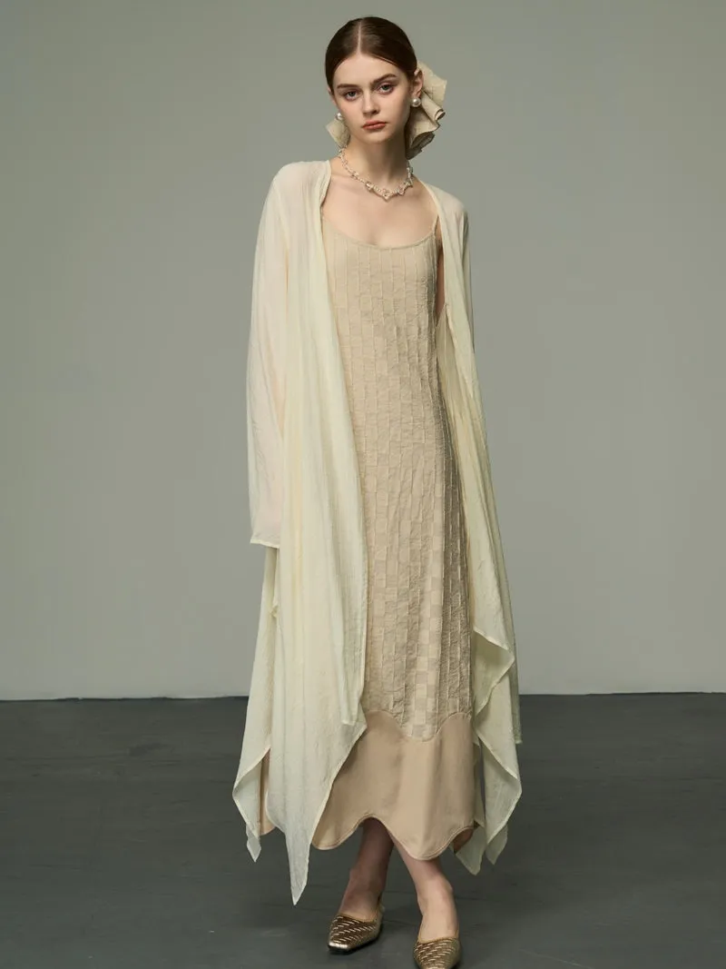 Asymmetry Sheer Loose Long-Cardigan