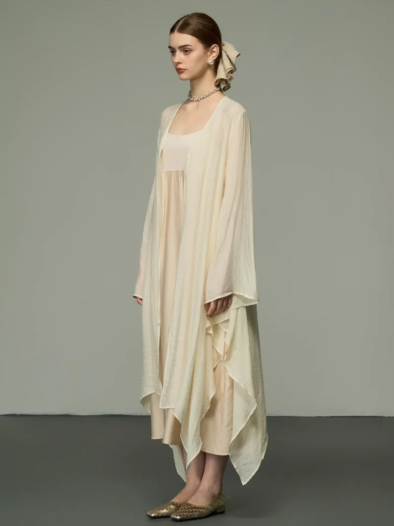 Asymmetry Sheer Loose Long-Cardigan