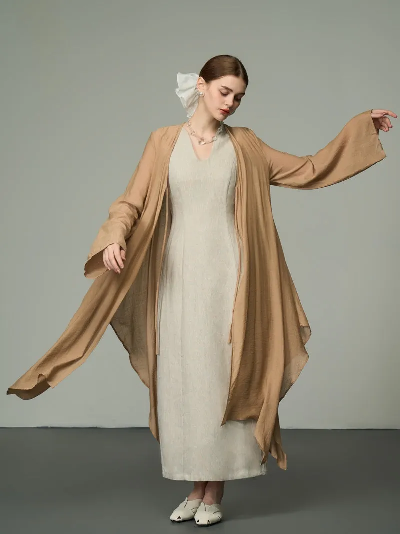 Asymmetry Sheer Loose Long-Cardigan