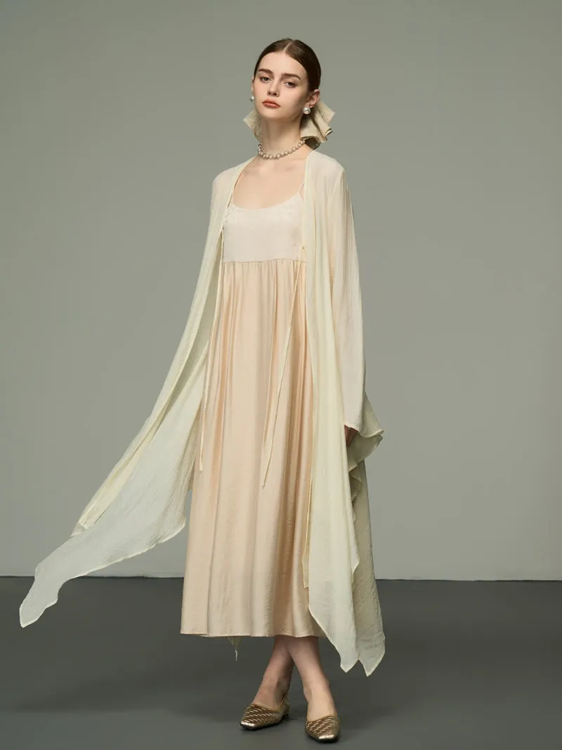 Asymmetry Sheer Loose Long-Cardigan