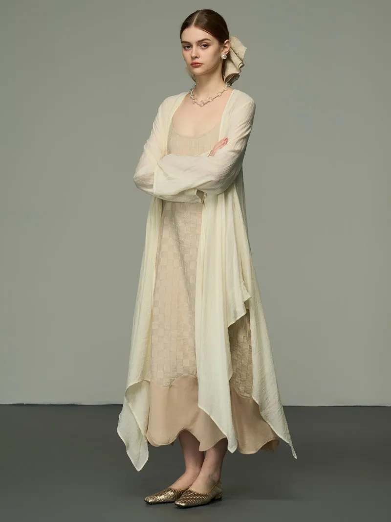 Asymmetry Sheer Loose Long-Cardigan