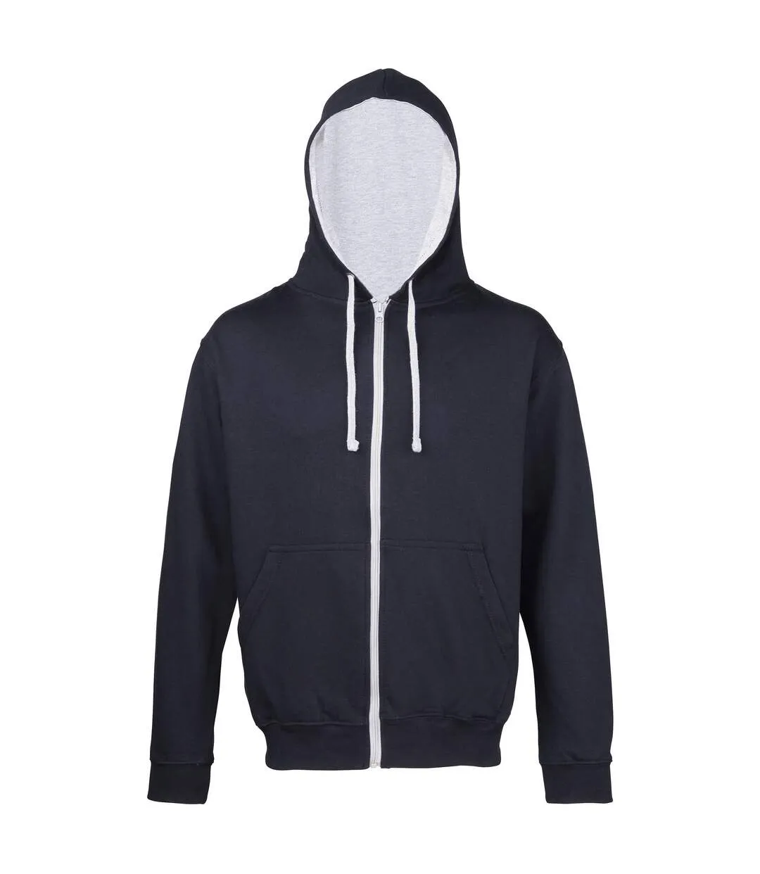 Awdis Mens Varsity Hooded Sweatshirt / Hoodie / Zoodie (New French Navy/Heather Gray) - UTRW182