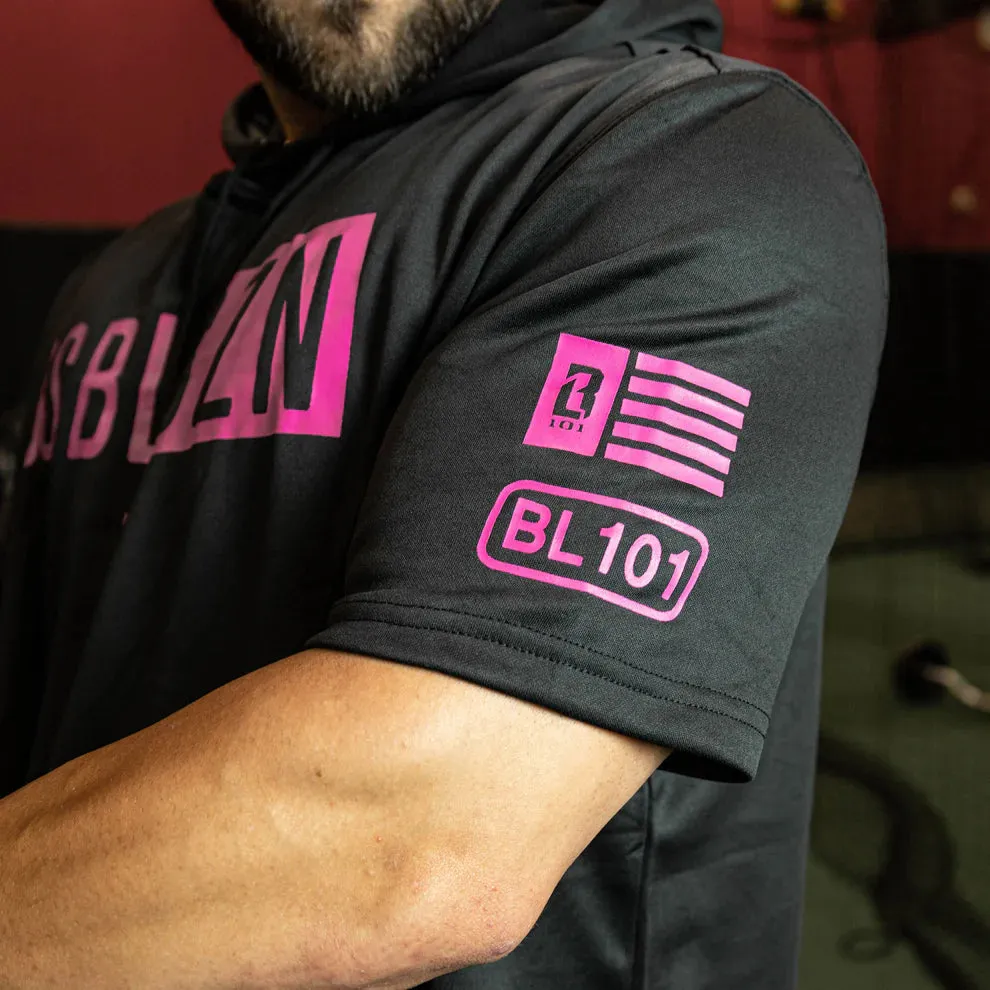 Baseball Lifestyle 101 BSBL-SZN Short Sleeve Hoodie V2 Black/Pink - Adult