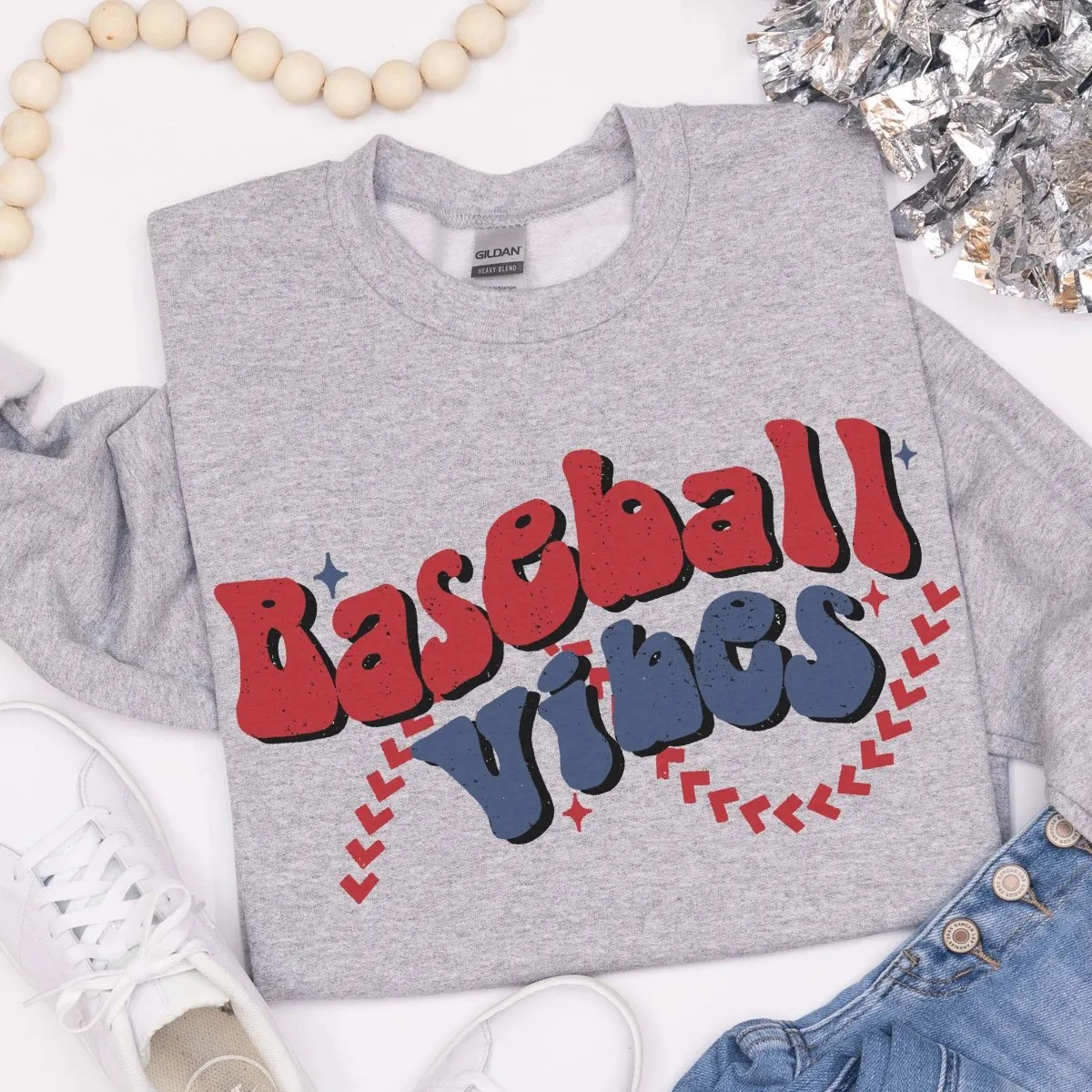 Baseball Vibes Stitches Wholesale Crew