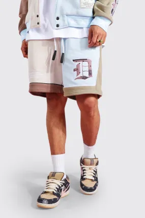 Basketball Short With Badges | boohooMAN UK