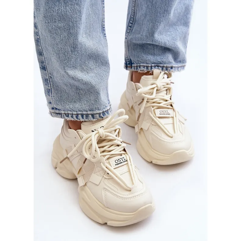 Beige Windamella Women's Sneakers with a Chunky Sole