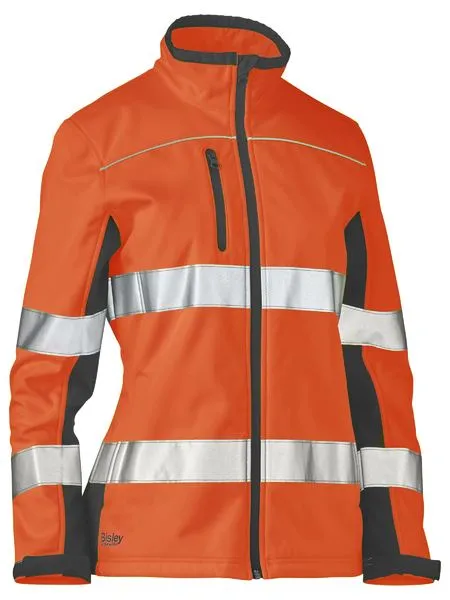 Bisley Women's Taped Two Tone Hi Vis Soft Shell Jacket