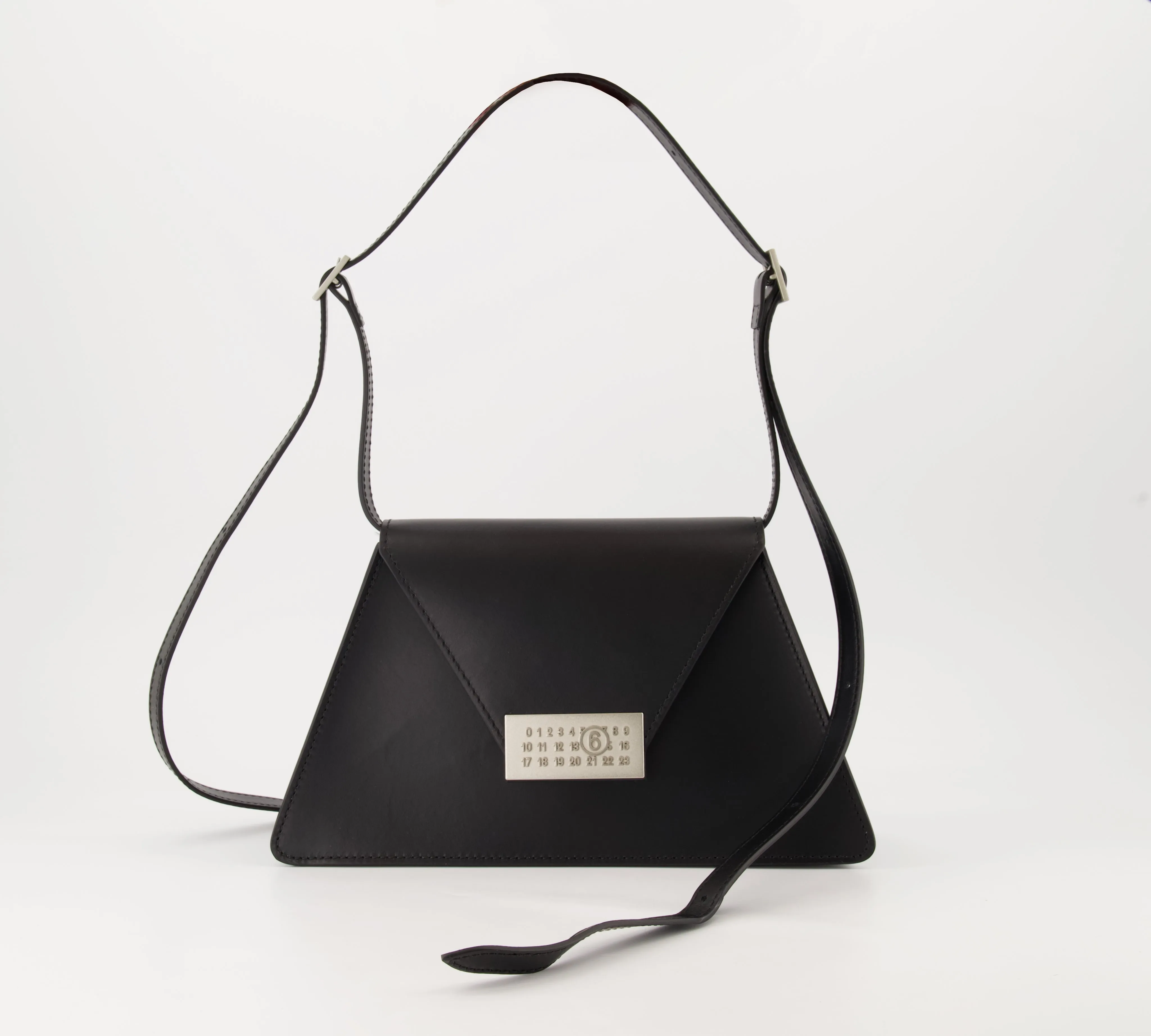 Black Leather Shoulder Bag Numeric