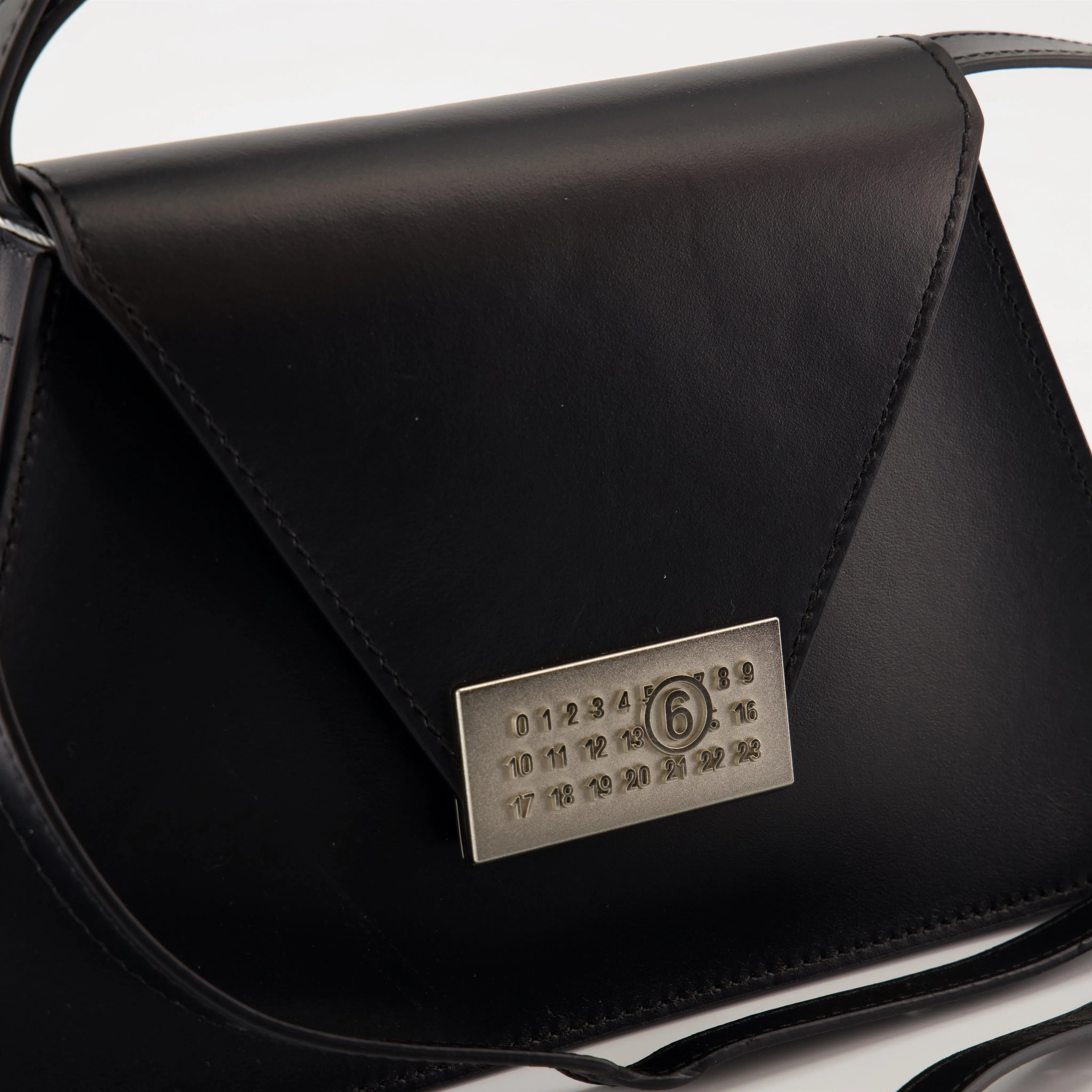 Black Leather Shoulder Bag Numeric