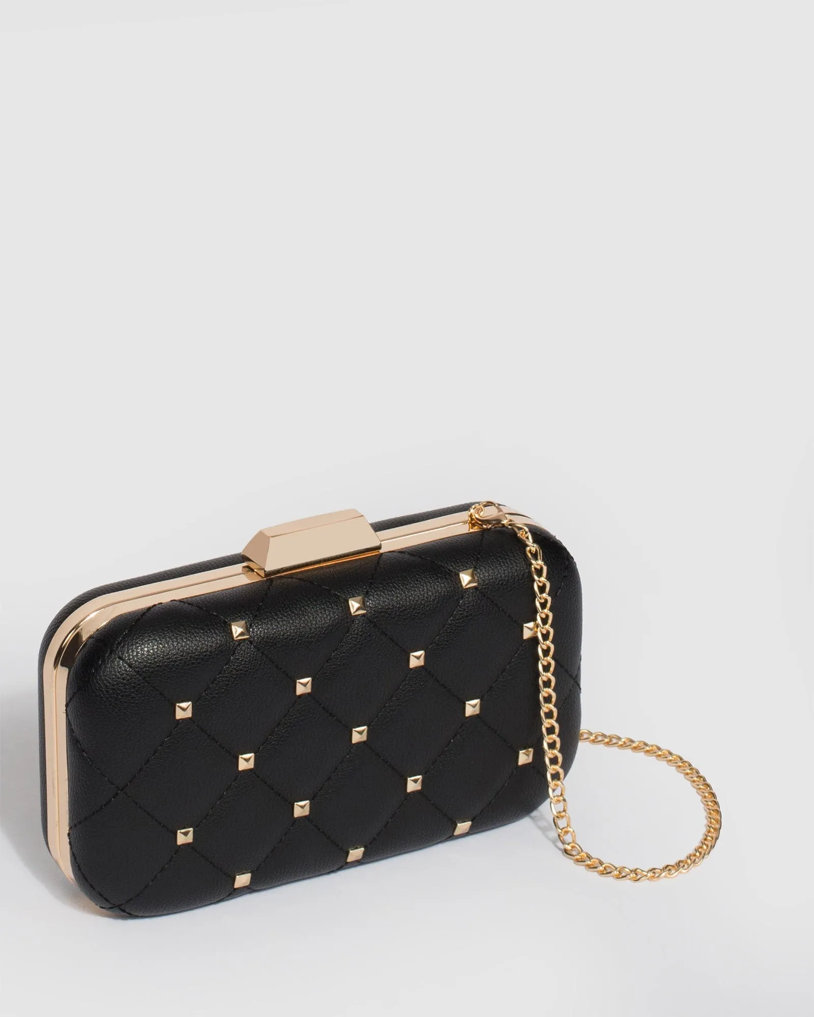 Black Sahar Stud Clutch Bag