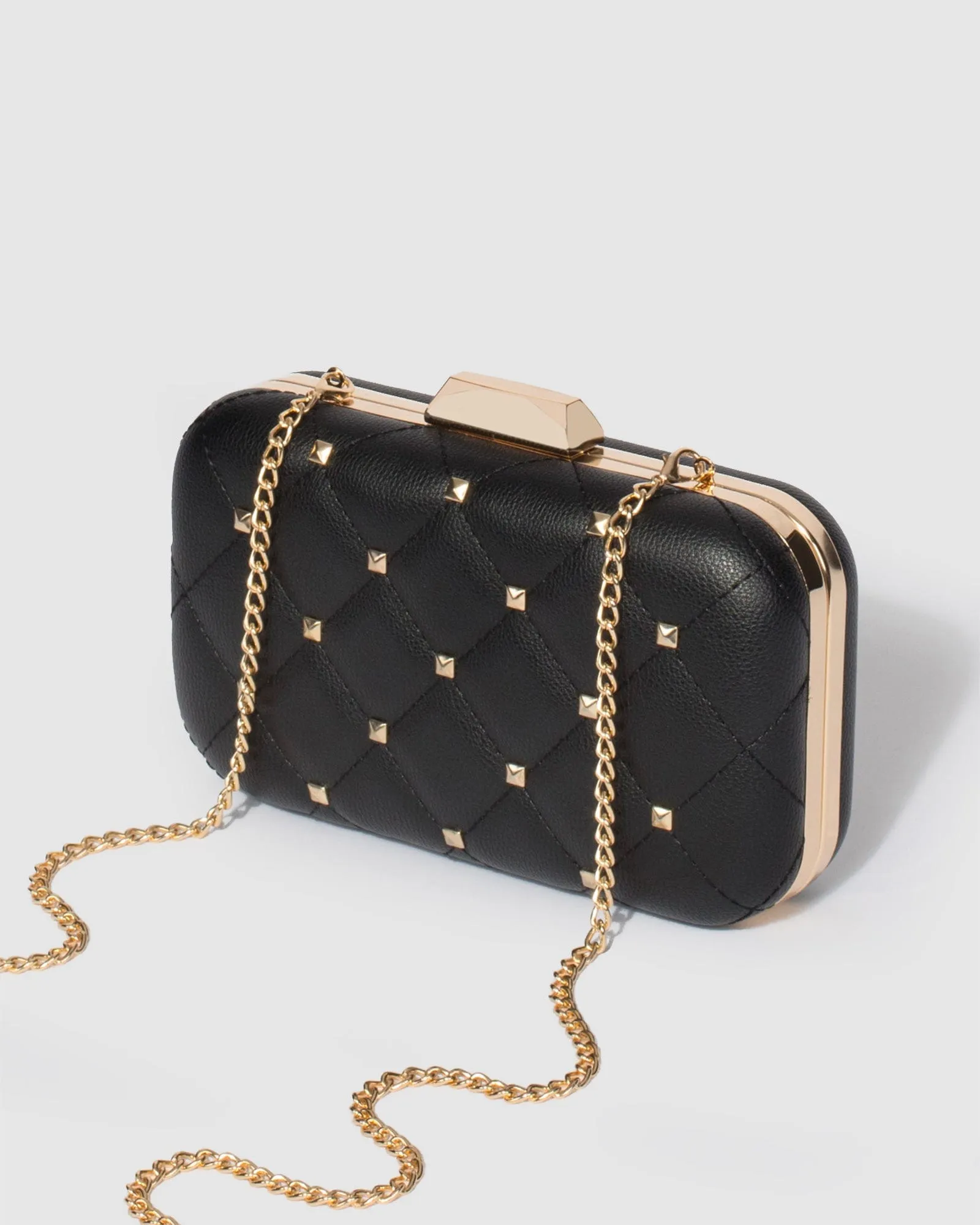 Black Sahar Stud Clutch Bag