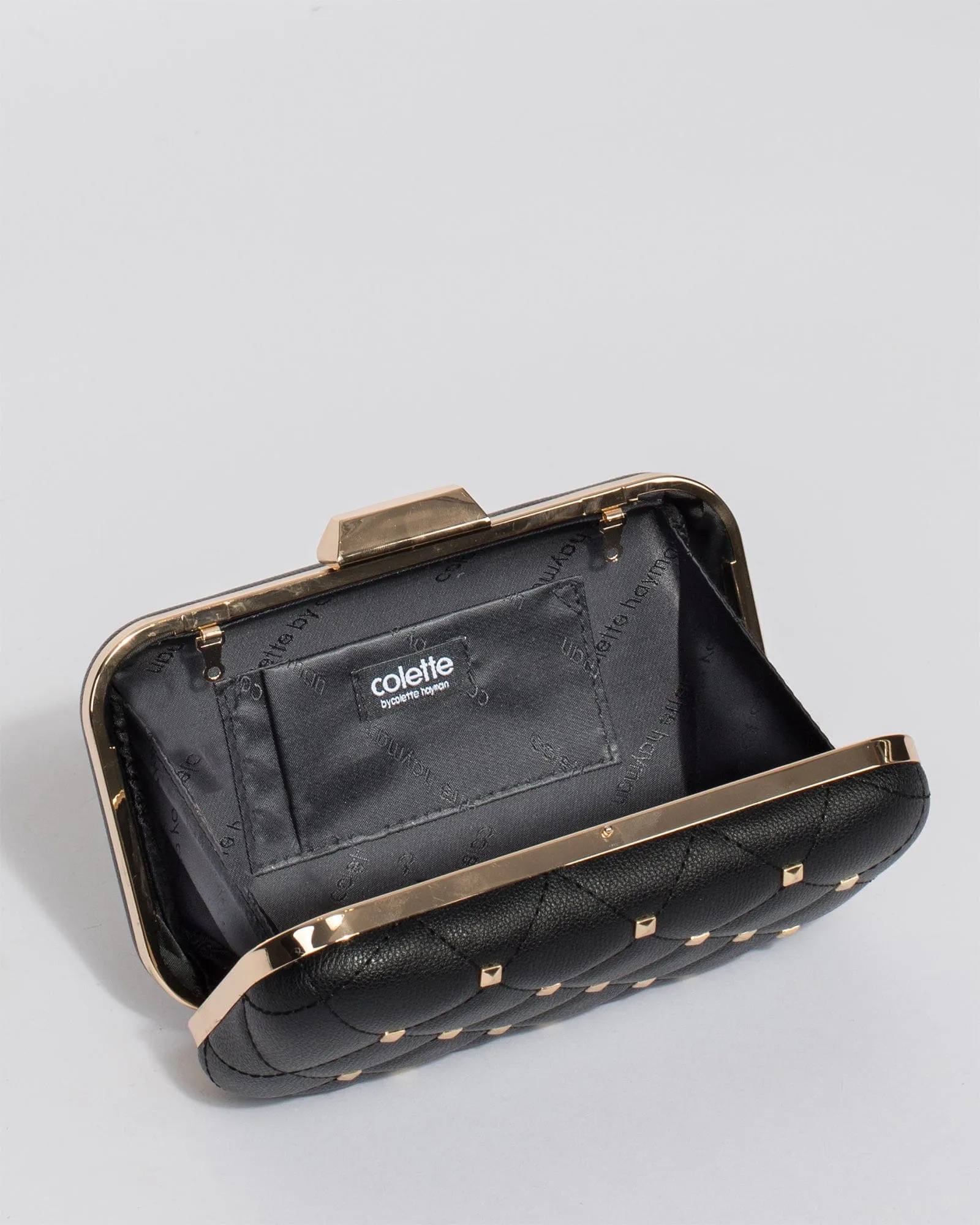 Black Sahar Stud Clutch Bag