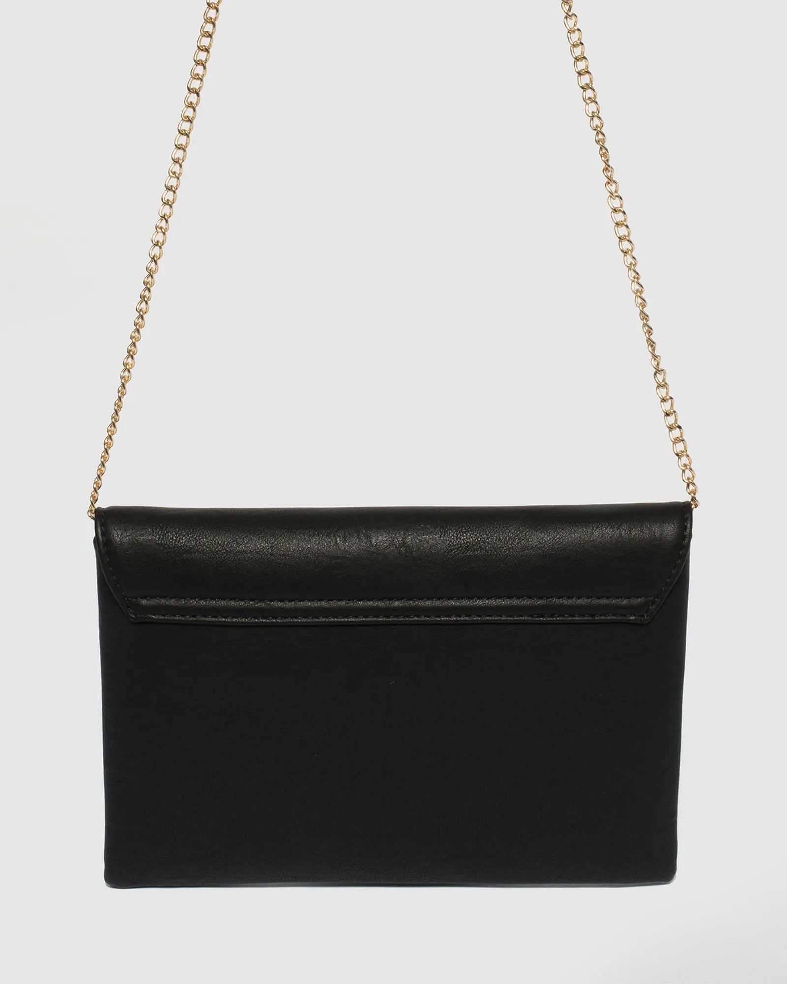 Black Smooth Samantha Clutch Bag With Gold Hardware