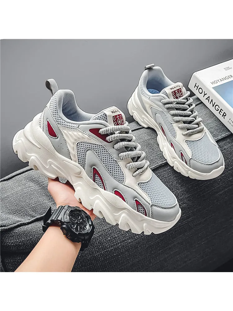   Breathable Low Top Colorblocking Outdoor Thick Bottom Chunky Sneakers   