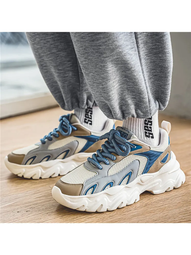   Breathable Low Top Colorblocking Outdoor Thick Bottom Chunky Sneakers   