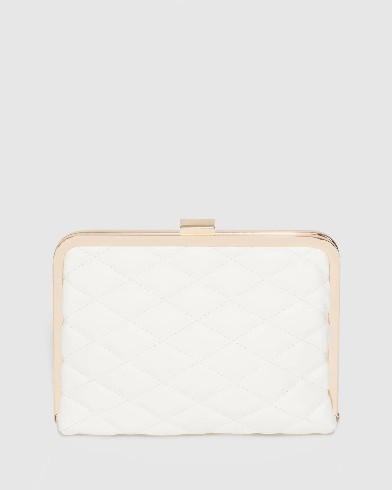 Britt Clasp Quilted White Clutch Bag