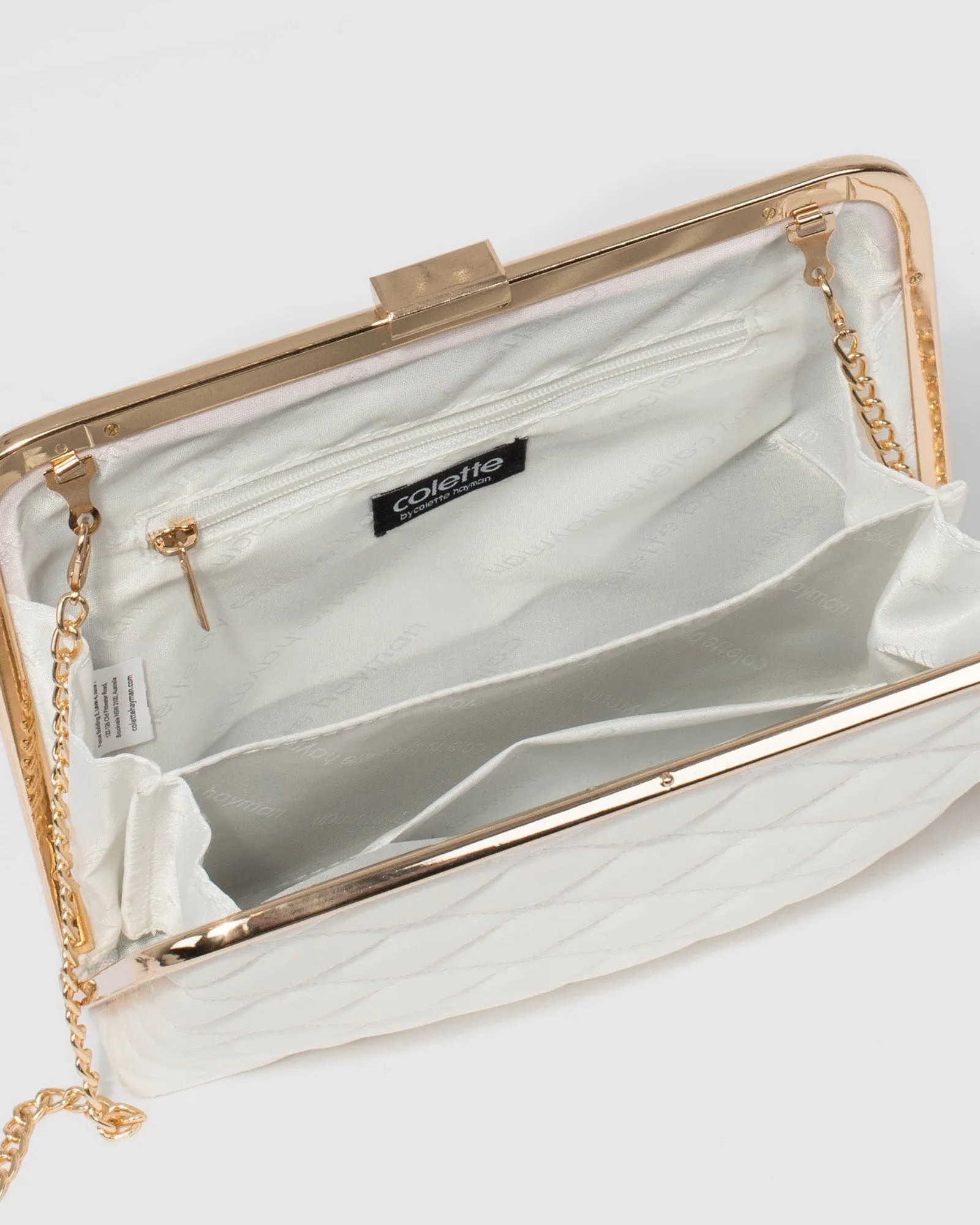 Britt Clasp Quilted White Clutch Bag