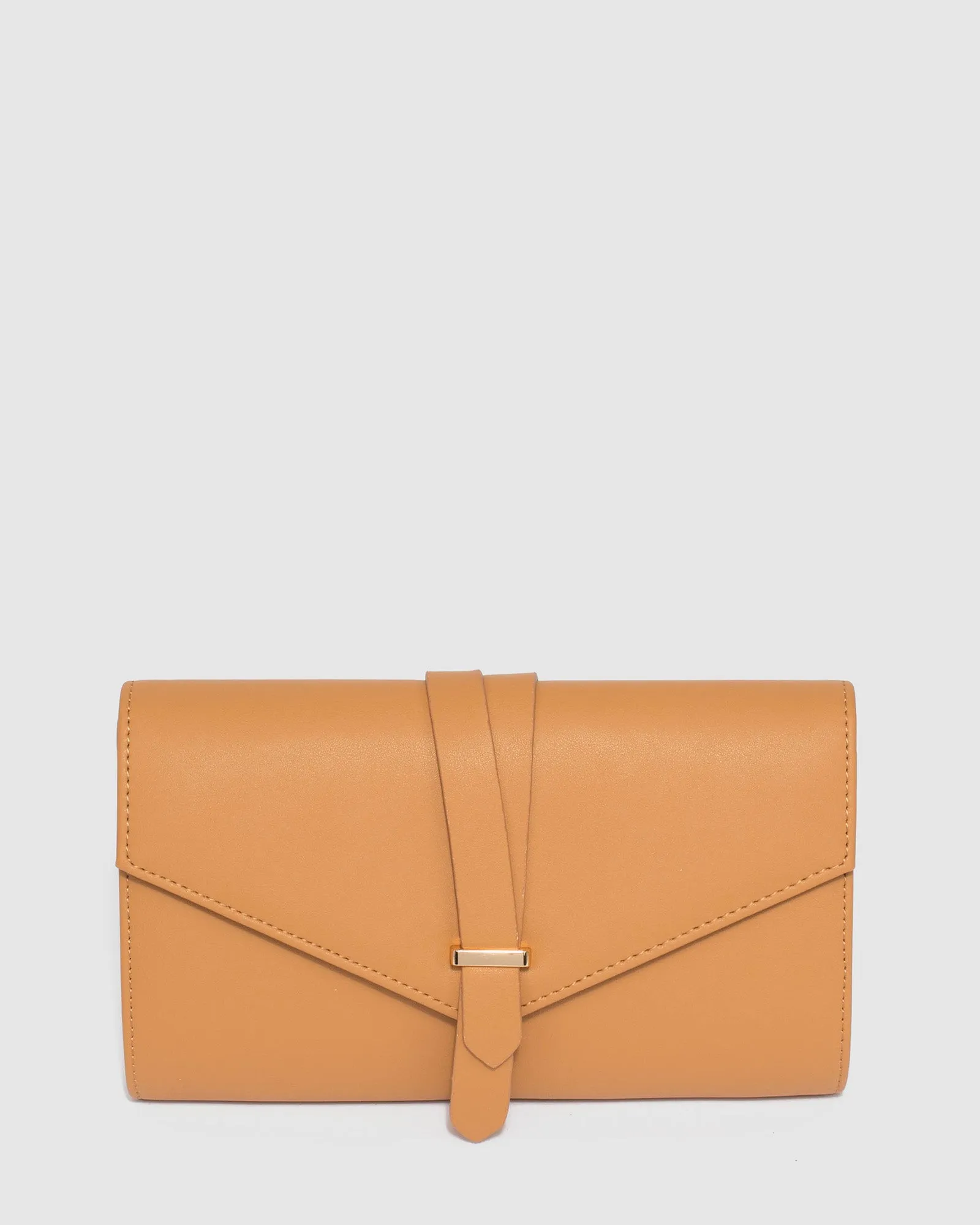 Caramel Sophia Envelope Clutch Bag