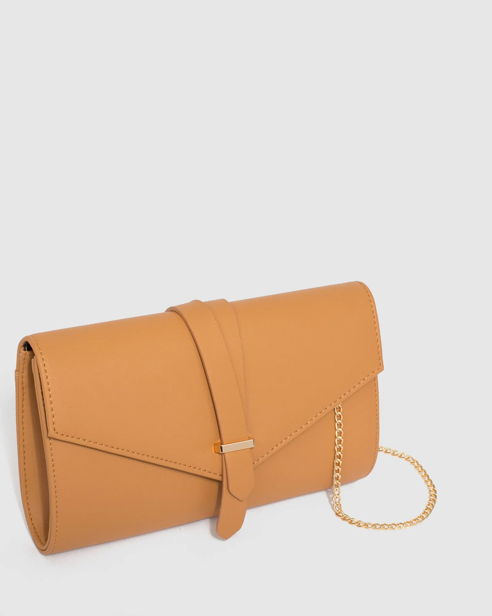 Caramel Sophia Envelope Clutch Bag