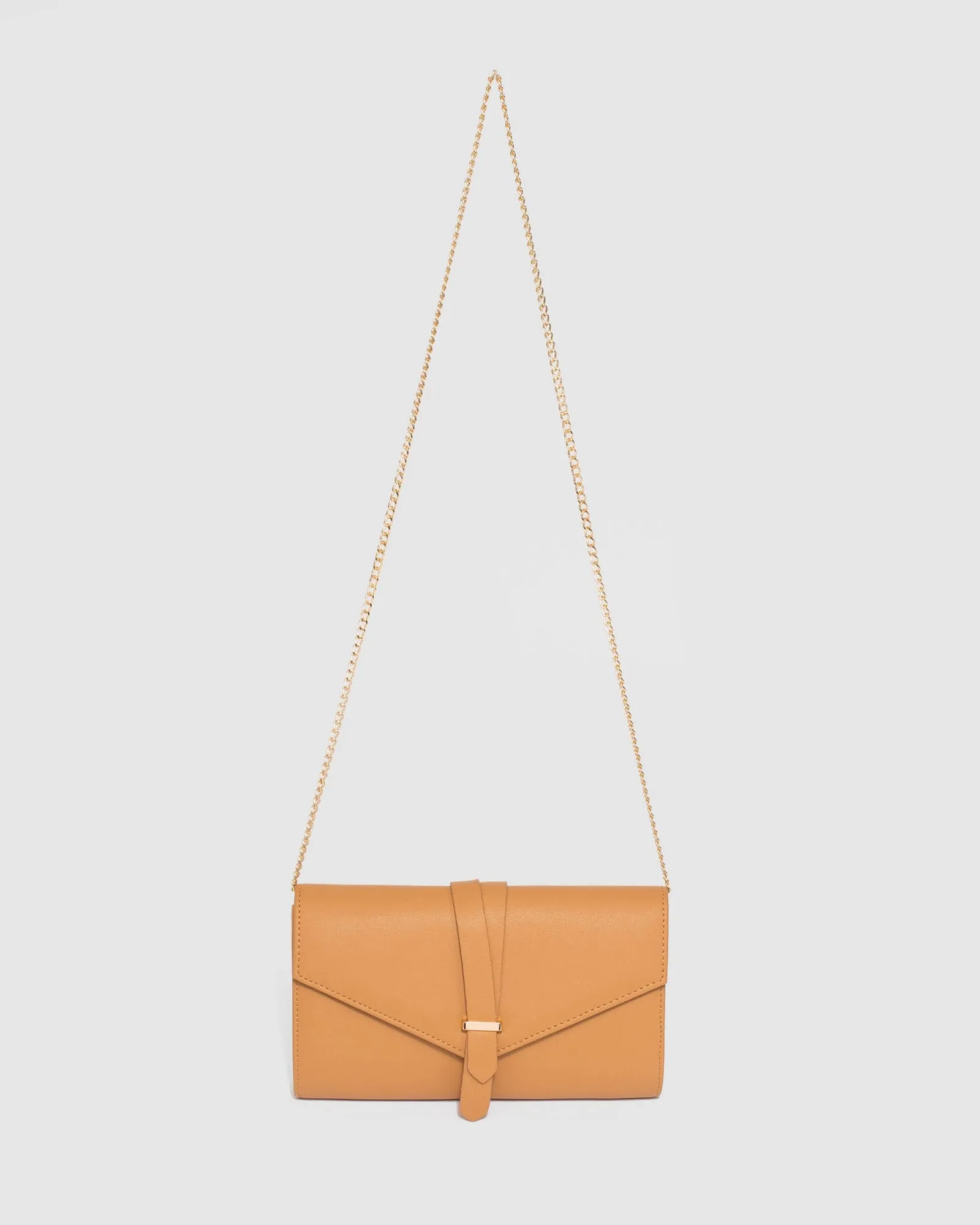 Caramel Sophia Envelope Clutch Bag