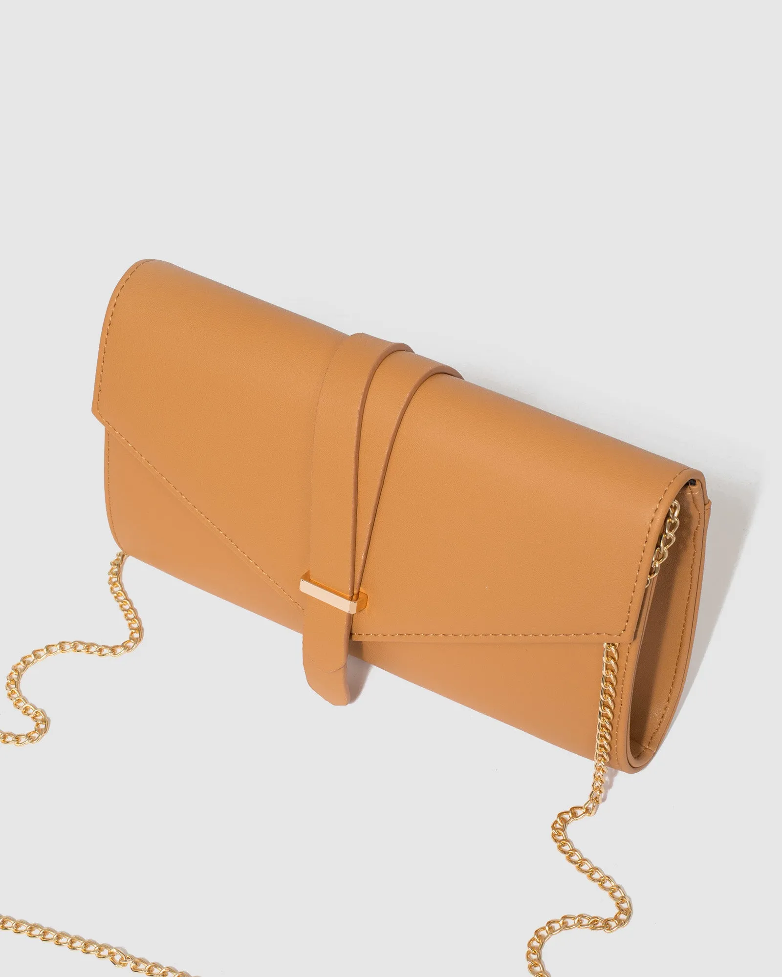 Caramel Sophia Envelope Clutch Bag