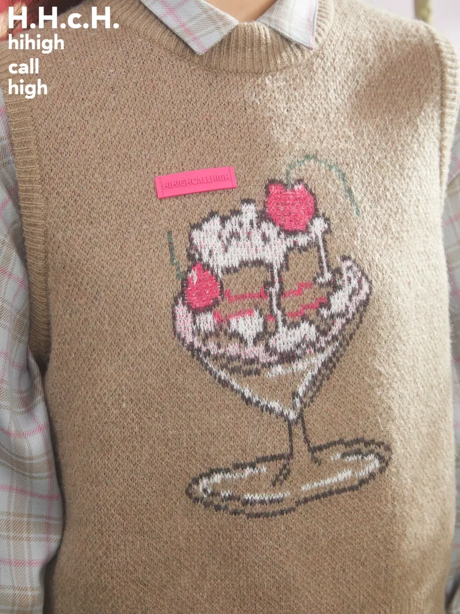 Cherry Cupcake Jacquard Knitted Vest